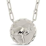 Bold CZ Zodiac Link Pendant Necklace