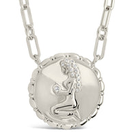 Bold CZ Zodiac Link Pendant Necklace