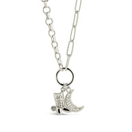 Kelsea CZ Boot & Moon Pendant Charm Necklace