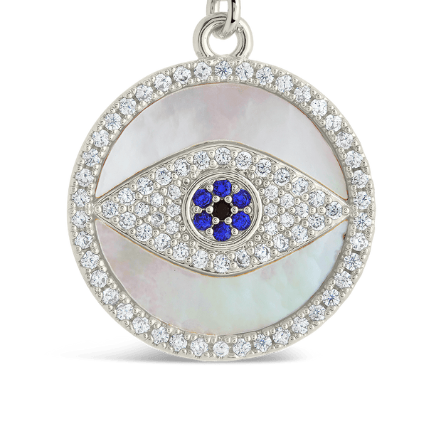 CZ & Mother of Pearl Evil Eye Pendant Necklace