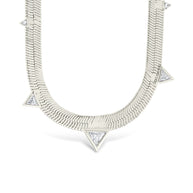 Brecken Stationed CZ Herringbone Necklace