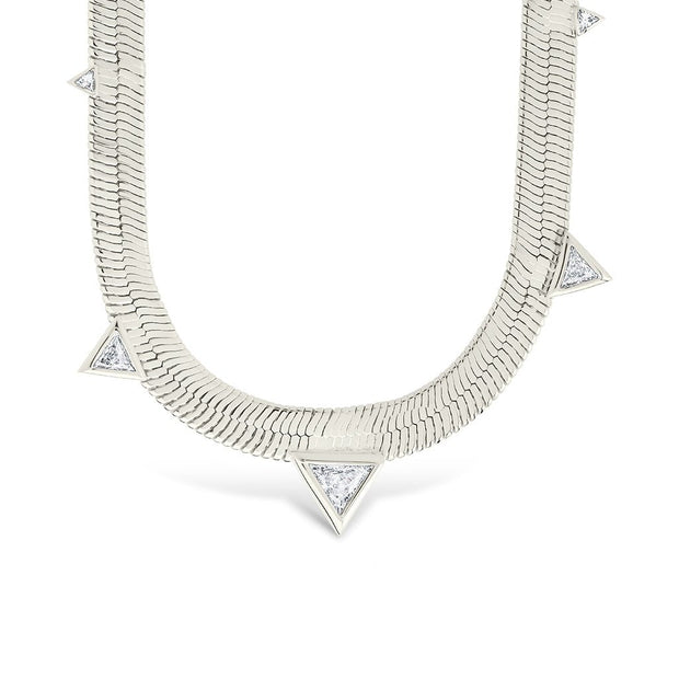 Brecken Stationed CZ Herringbone Necklace