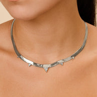 Brecken Stationed CZ Herringbone Necklace