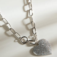 Disco Heart CZ Statement Necklace