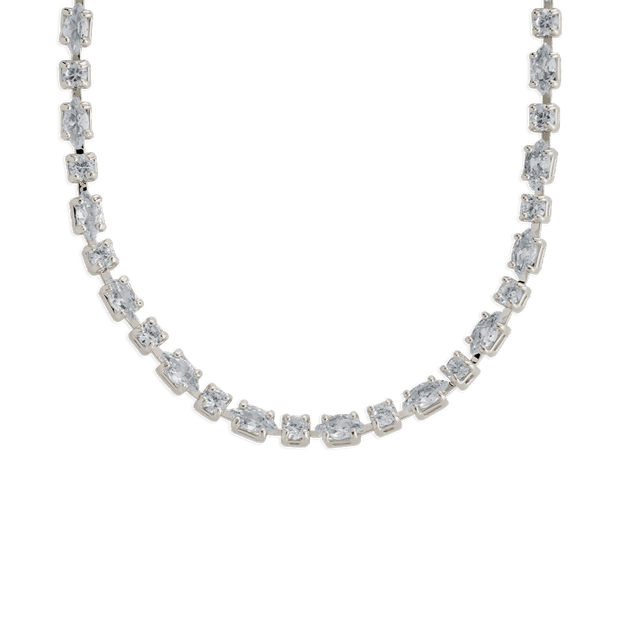 Elongated Hexagon Cut Tennis Necklace