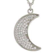 Pave CZ Moon Crescent Pendant