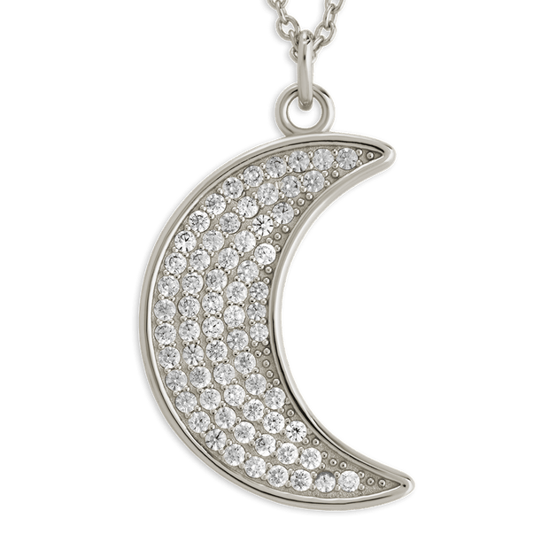 Pave CZ Moon Crescent Pendant