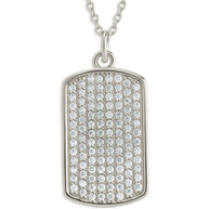 Pave CZ Rounded-edge Rectangle Pendant