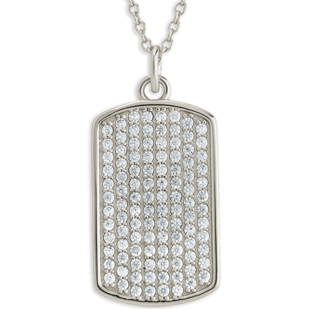 Pave CZ Rounded-edge Rectangle Pendant