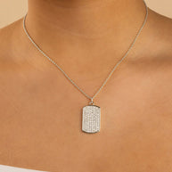 Pave CZ Rounded-edge Rectangle Pendant