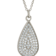 Pave CZ Tear Drop Pendant
