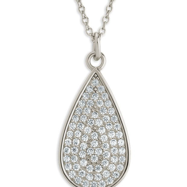 Pave CZ Tear Drop Pendant