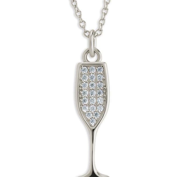 Pave CZ Champagne Flute Pendant