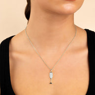 Pave CZ Champagne Flute Pendant