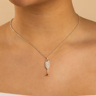 Pave CZ Champagne Flute Pendant