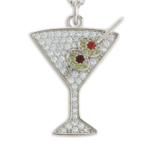 Pave CZ Dirty Martini Pendant