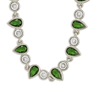 Emerald Pear & Round Cut Bezel CZ Tennis Necklace