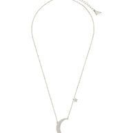 Sterling Silver CZ Crescent & Star Charm Necklace