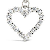 Sterling Silver Cubic Zirconia Outline Heart Pendant Necklace