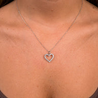 Sterling Silver Cubic Zirconia Outline Heart Pendant Necklace