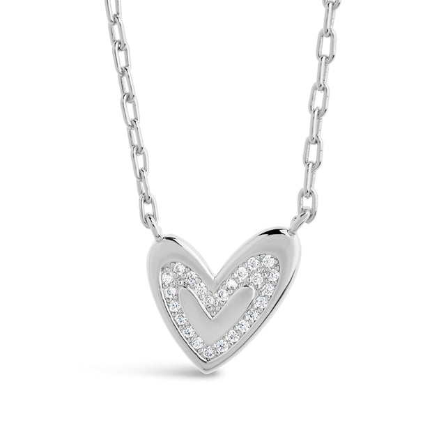 Sterling Silver Mabel CZ Heart Pendant Necklace