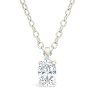 Sterling Silver Oval CZ Prong Set Pendant