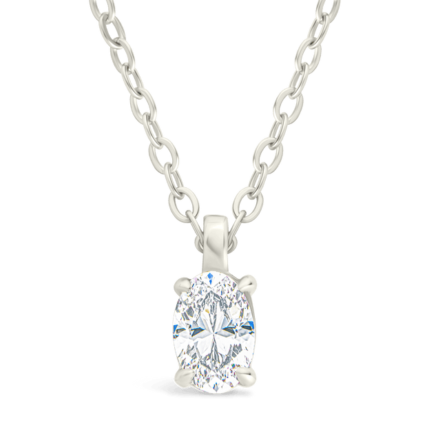 Sterling Silver Oval CZ Prong Set Pendant