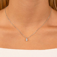 Sterling Silver Oval CZ Prong Set Pendant