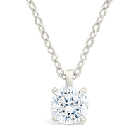 Sterling Silver Round CZ Prong Set Pendant