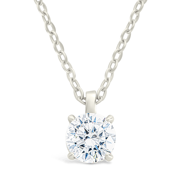 Sterling Silver Round CZ Prong Set Pendant