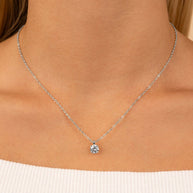 Sterling Silver Round CZ Prong Set Pendant