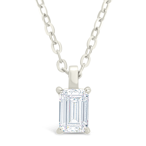 Sterling Silver Emerald Prong Set Pendant
