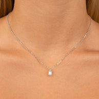 Sterling Silver Emerald Prong Set Pendant