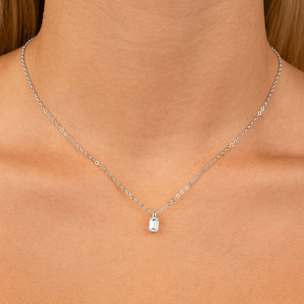 Sterling Silver Emerald Prong Set Pendant
