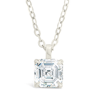Sterling Silver Asscher Prong Set Pendant