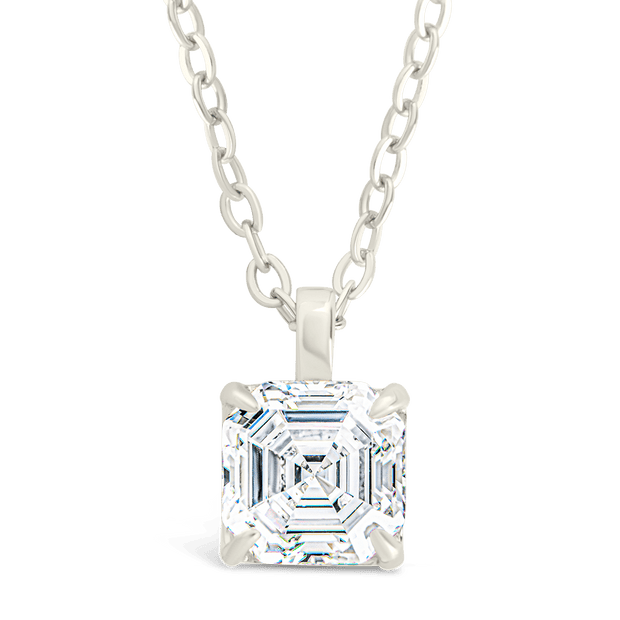 Sterling Silver Asscher Prong Set Pendant