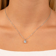 Sterling Silver Asscher Prong Set Pendant