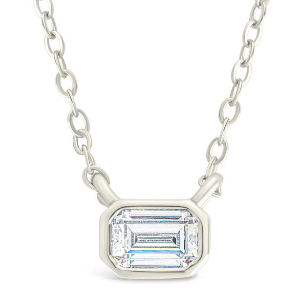 Sterling Silver Emerald Bezel Set Pendant
