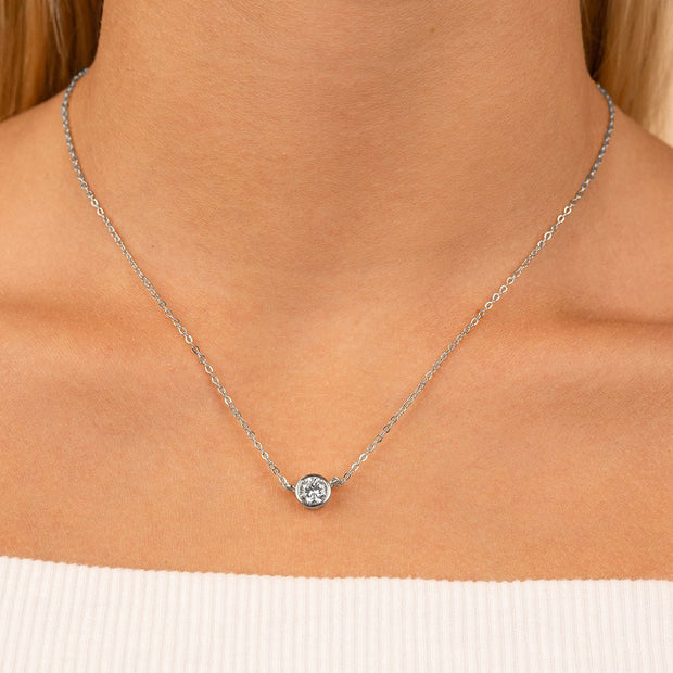 Sterling Silver Round Bezel Set Pendant