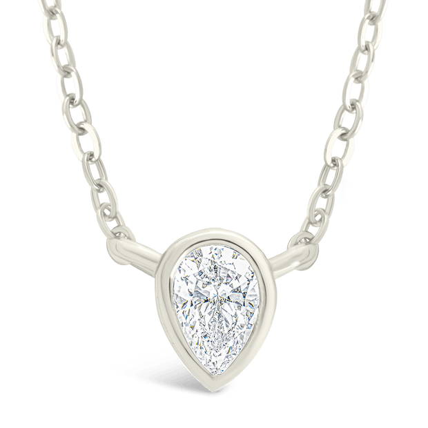 Sterling Silver Pear Bezel Set Pendant