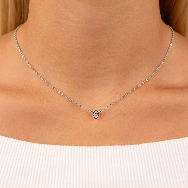 Sterling Silver Pear Bezel Set Pendant