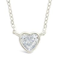 Sterling Silver Heart Bezel Set Pendant