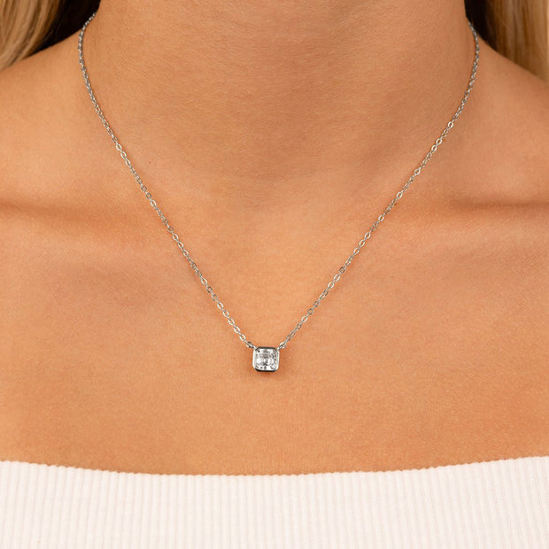 Sterling Silver Asscher Bezel Set Pendant