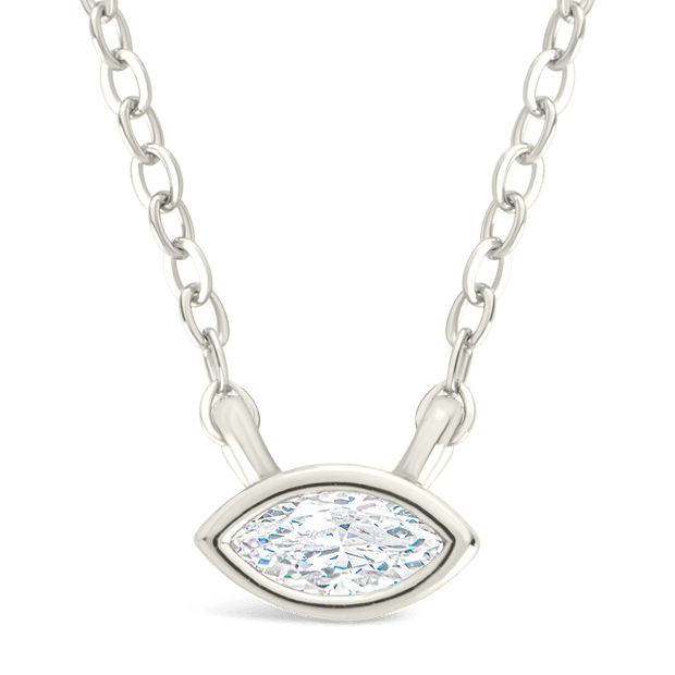 Sterling Silver Marquise Bezel Set Pendant