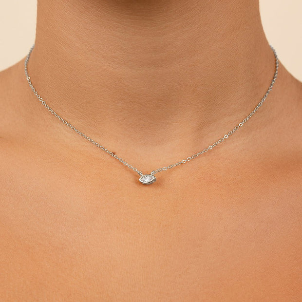 Sterling Silver Marquise Bezel Set Pendant