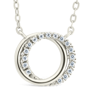 Sterling Silver CZ Interlocking Circle Pendant