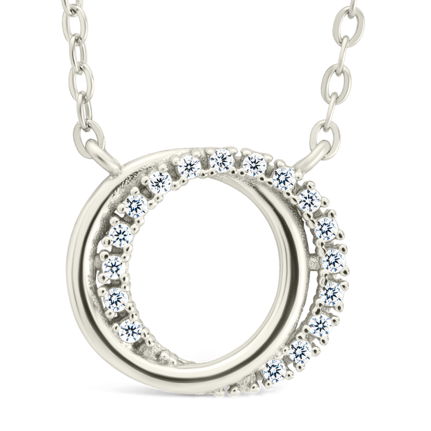 Sterling Silver CZ Interlocking Circle Pendant