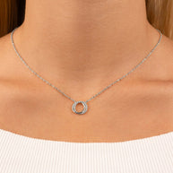 Sterling Silver CZ Interlocking Circle Pendant