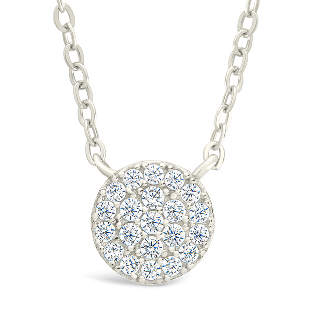 Sterling Silver CZ Disc Pendant