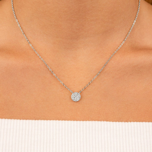 Sterling Silver CZ Disc Pendant